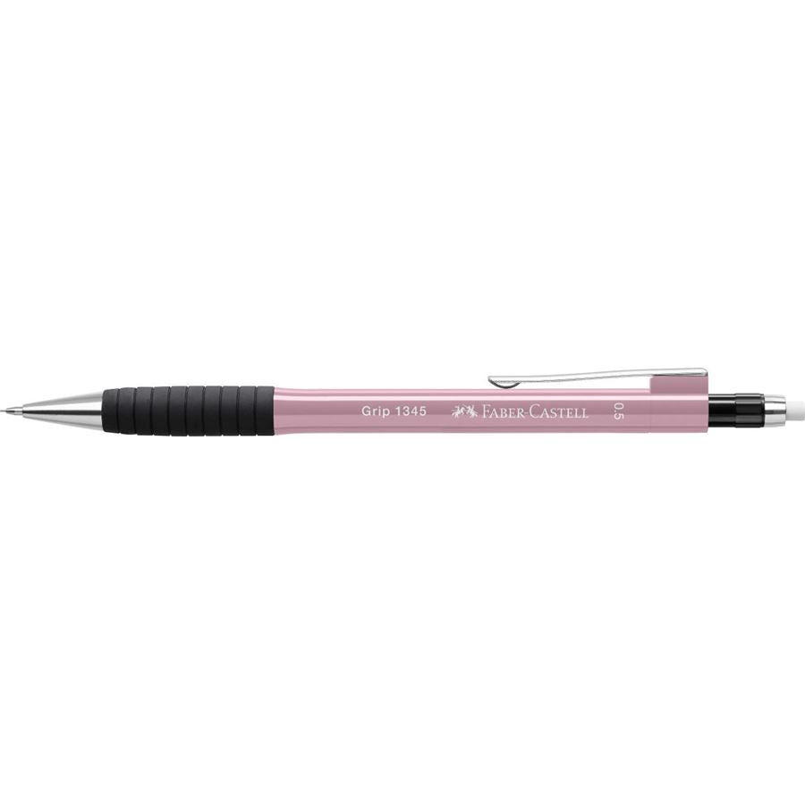 Faber-Castell GRIP 1345 Druckbleistift – 0,5 mm – Schwarz/Pink – Anti-Minenbruch – 1er-Pack