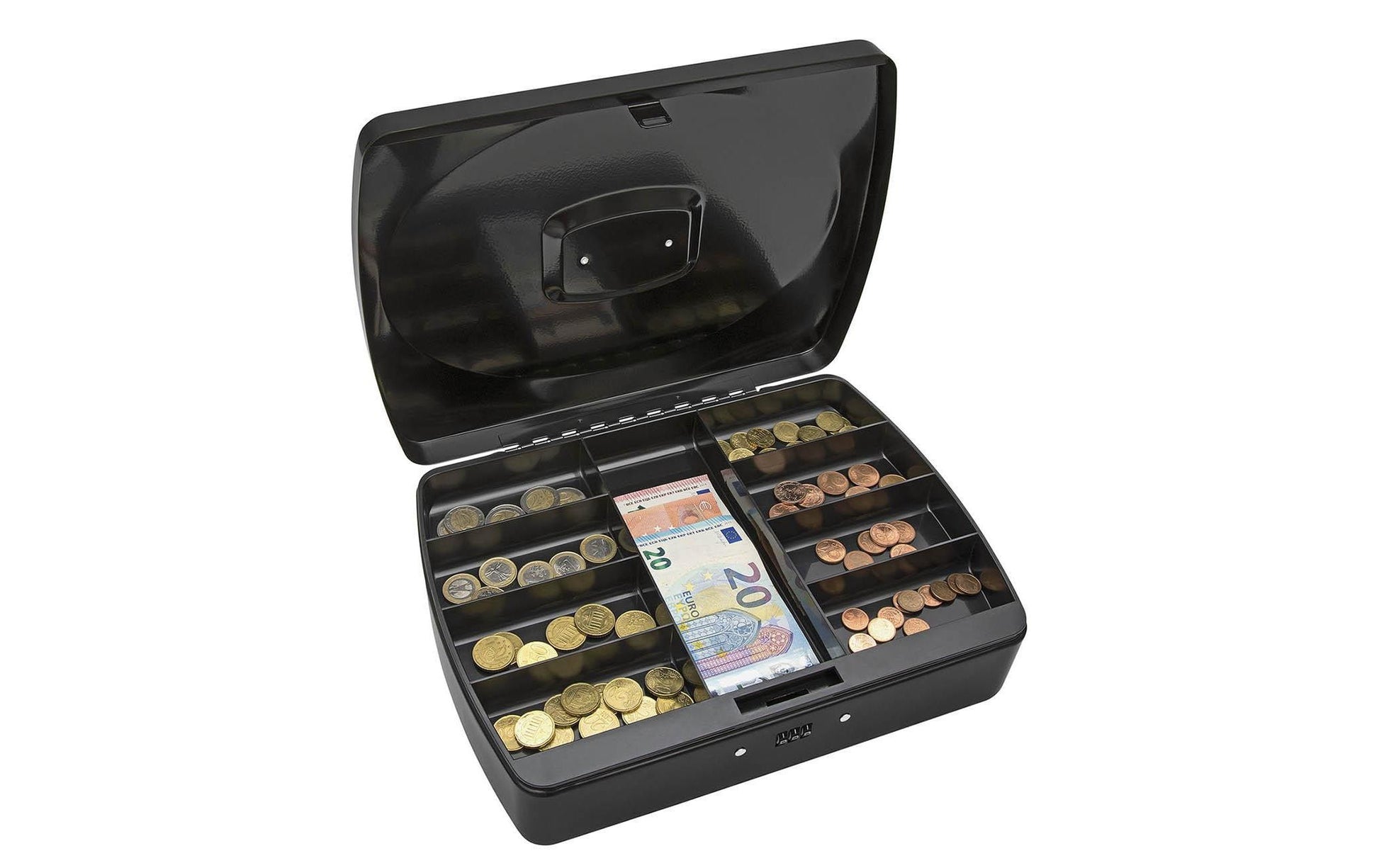 Wedo 146 421Z – Geldkassette mit Tragegriff, Zahlenschloss, 330 × 240 × 90 mm, schwarz