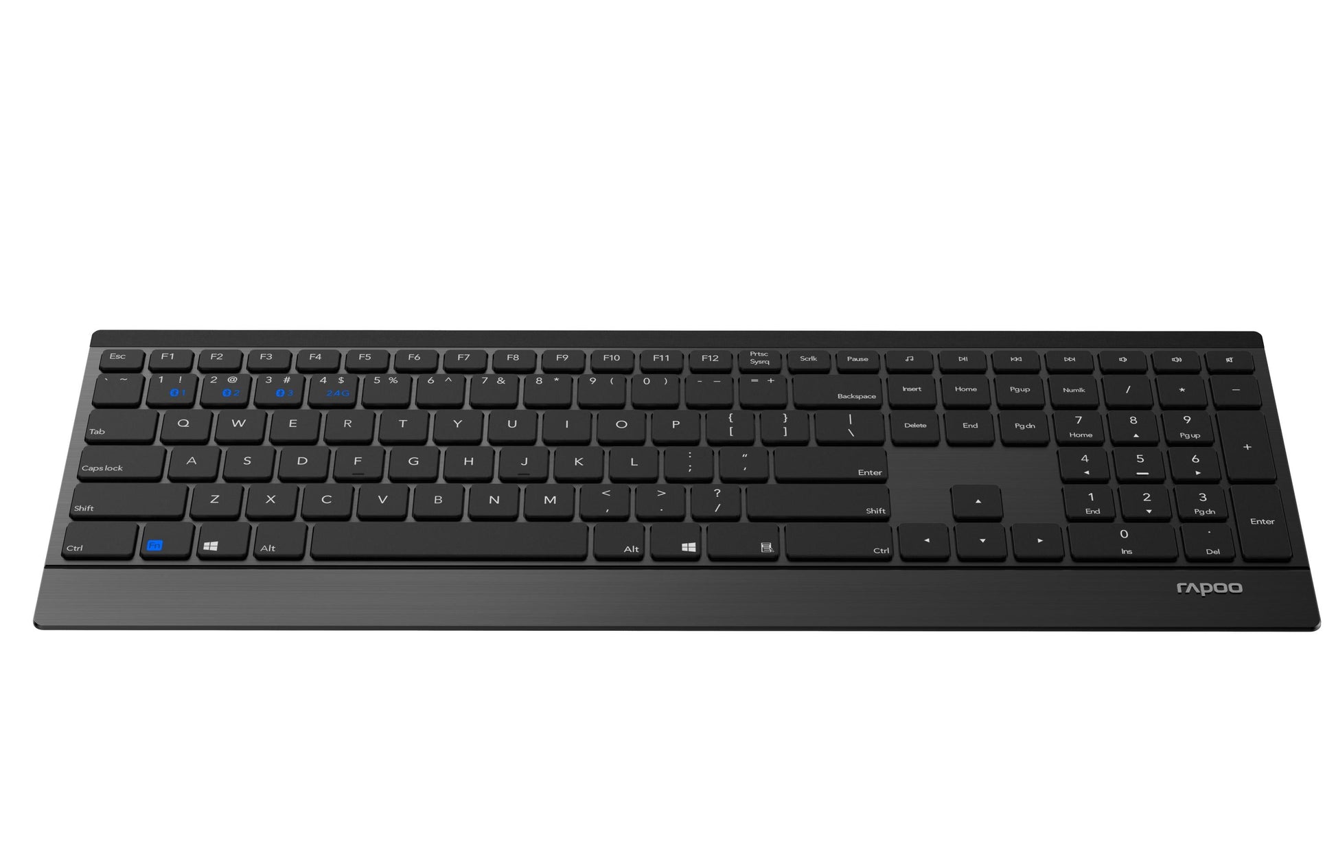 Rapoo 9500M – Tastatur, kabellos (Bluetooth/2,4 GHz), Multi-Device, Schwarz