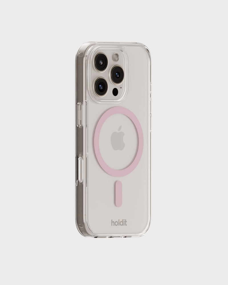 Holdit – Backcover – für Apple iPhone 16 Pro – pink/transparent – MagSafe-kompatibel, mit Kartenfach