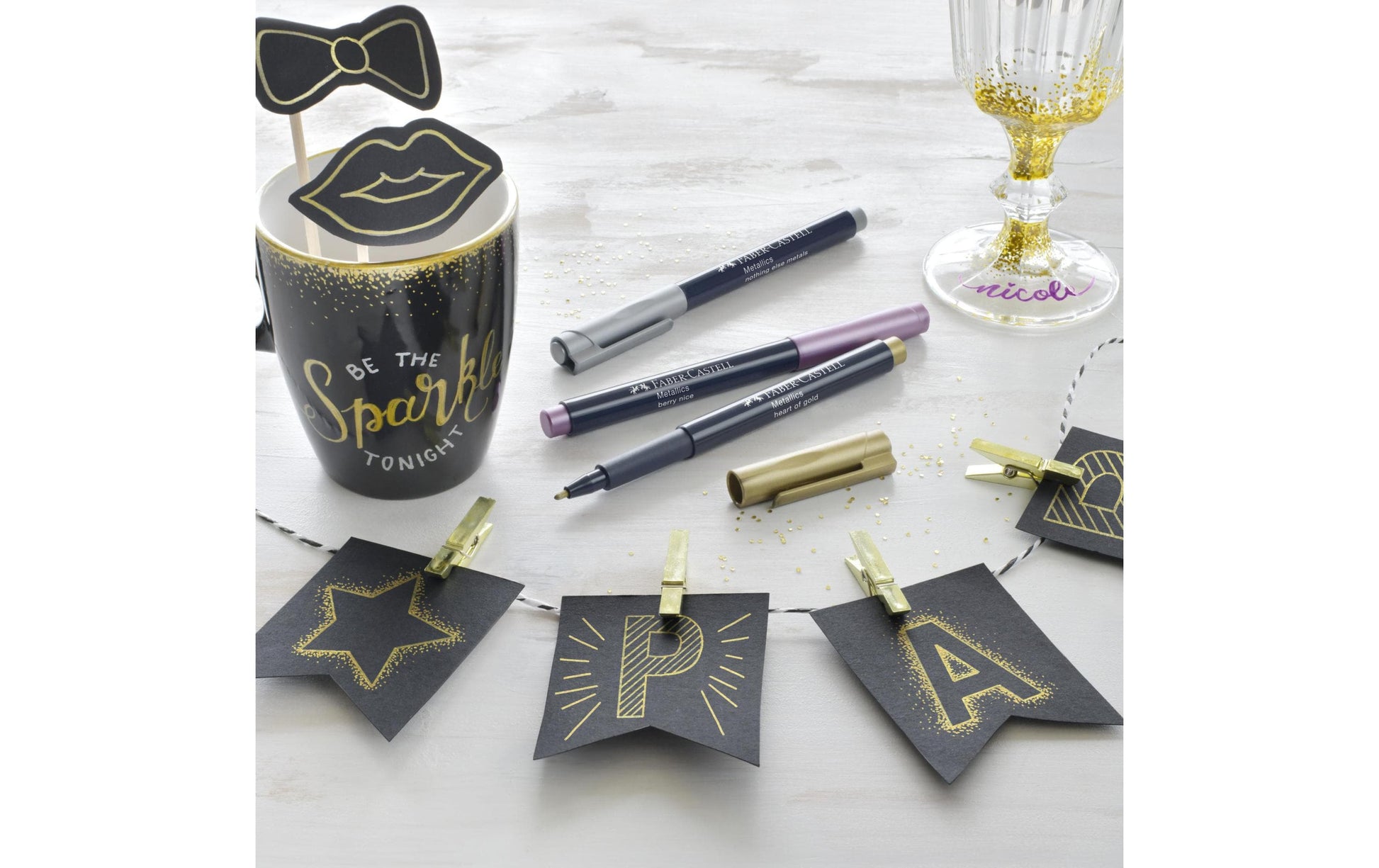Faber-Castell Non-Permanent-Marker Metallic – Rundspitze 1,5 mm – Sortiert – 2er-Set