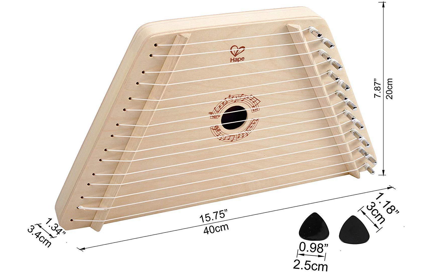 Hape Harfe – 20,1 × 3,4 × 40 cm – 5 Lieder – ab 3 Jahren – Holz