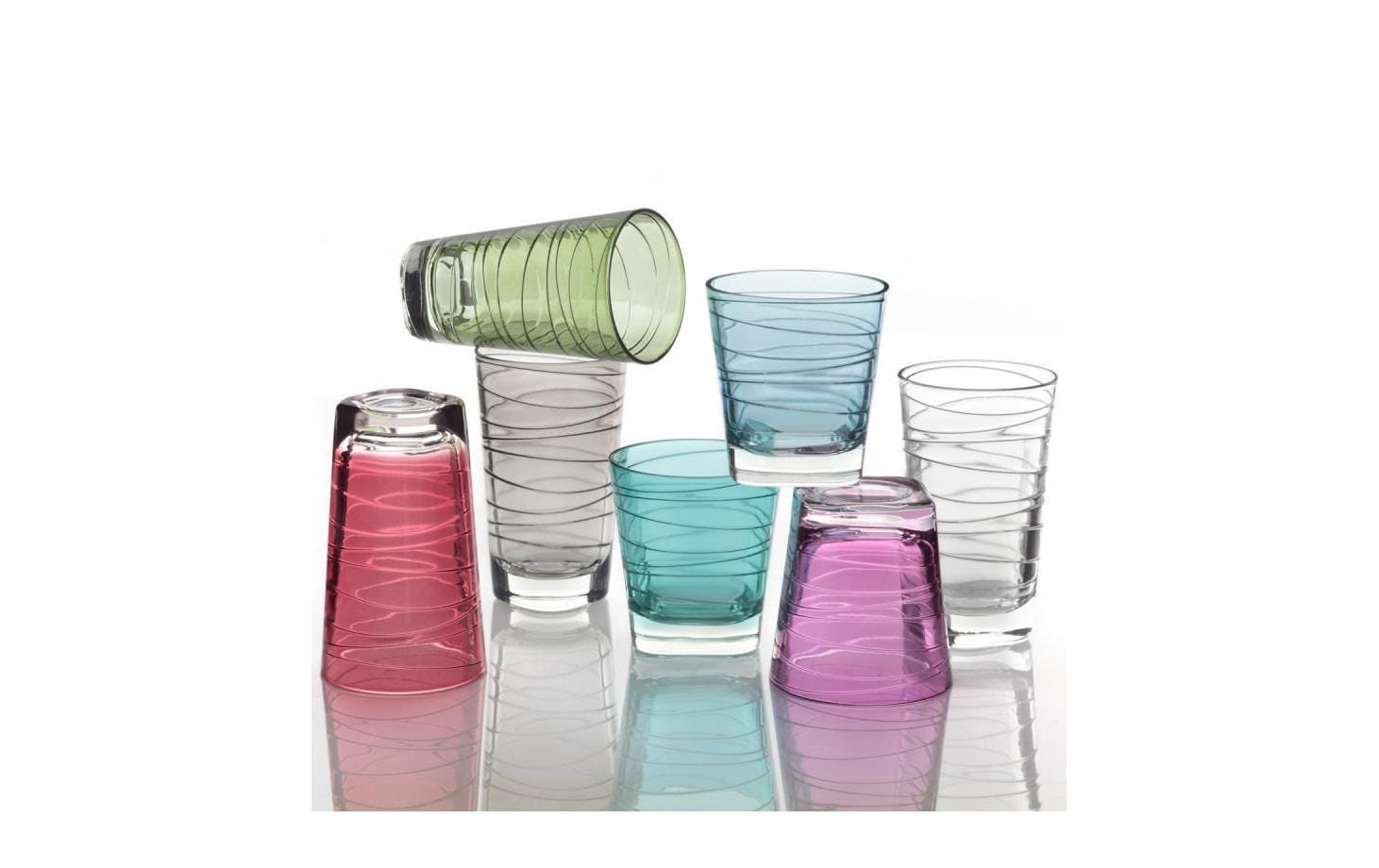 LEONARDO Trinkglas – 6er Set, 250 ml, Ø 8,3 cm, Glas, Rot, spülmaschinenfest, für Wasser und Säfte