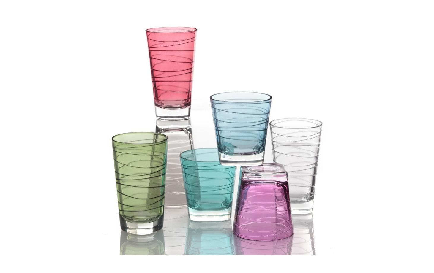 LEONARDO Trinkglas – 6er Set, 250 ml, Ø 8,3 cm, Glas, Rot, spülmaschinenfest, für Wasser und Säfte