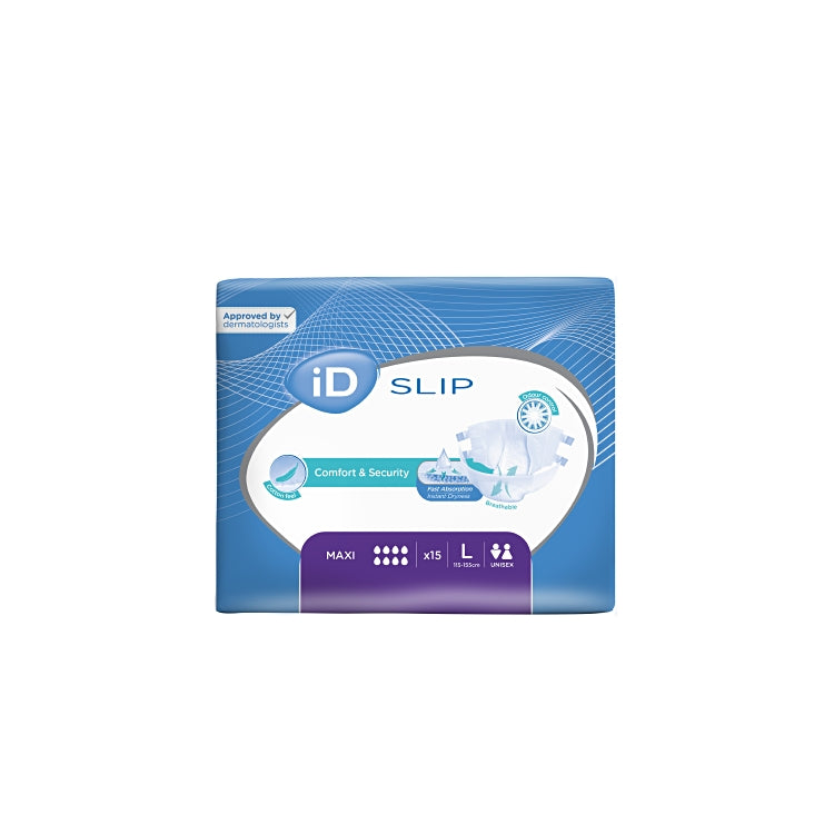 iD Inkontinenzslip Maxi – Grösse L, 15 Stk – violett – atmungsaktive, PE-freie Aussenseite