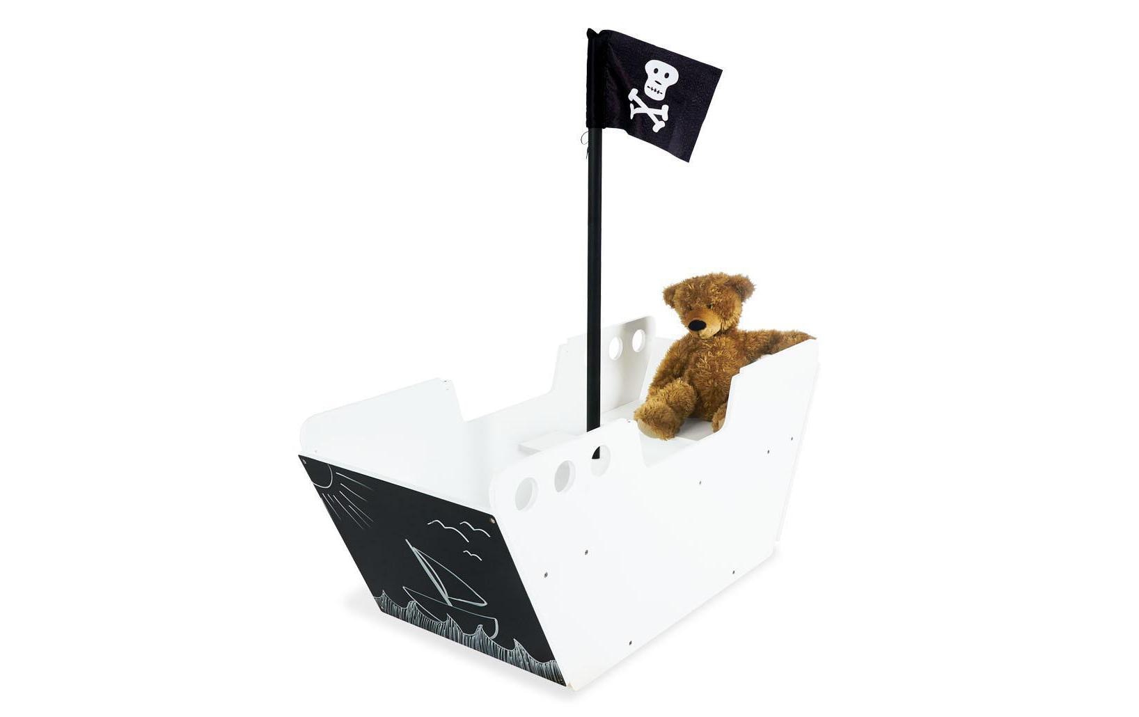 Pinolino Kinderträume Spielboot Hoppetosse – Pirat – 50×120×121 cm – ab 2 J. – MDF – schwarz/weiss – CE