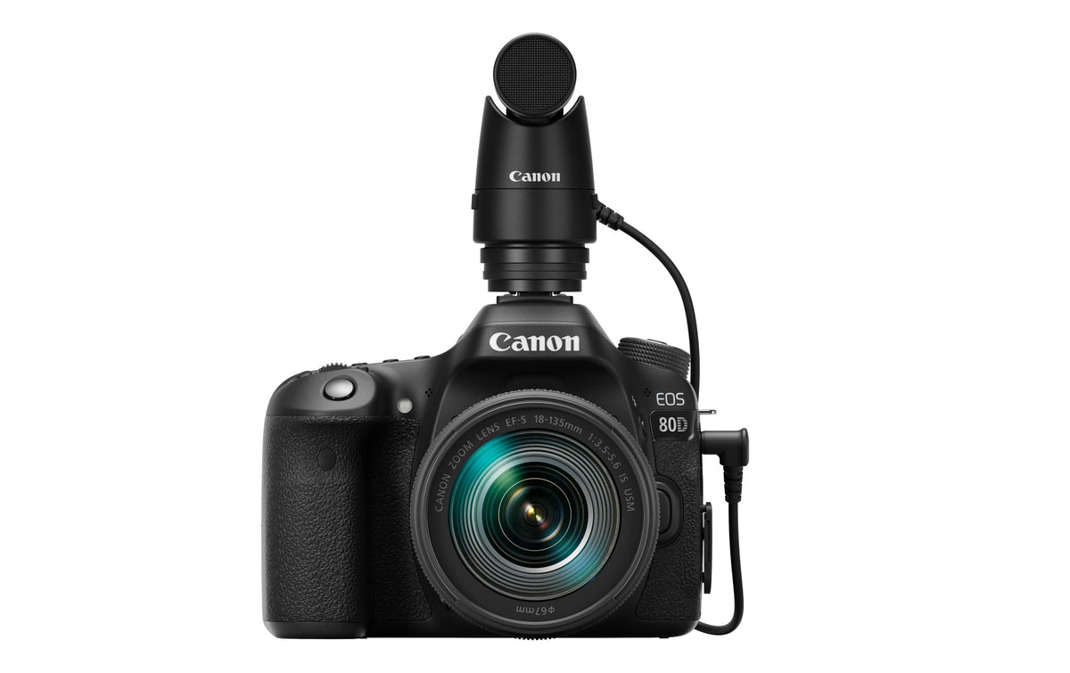 Canon DM-E1 Stereo-Kameramikrofon – 3,5 mm Klinke, kabelgebunden, 50–16'000 Hz, für Canon EOS, Schwarz