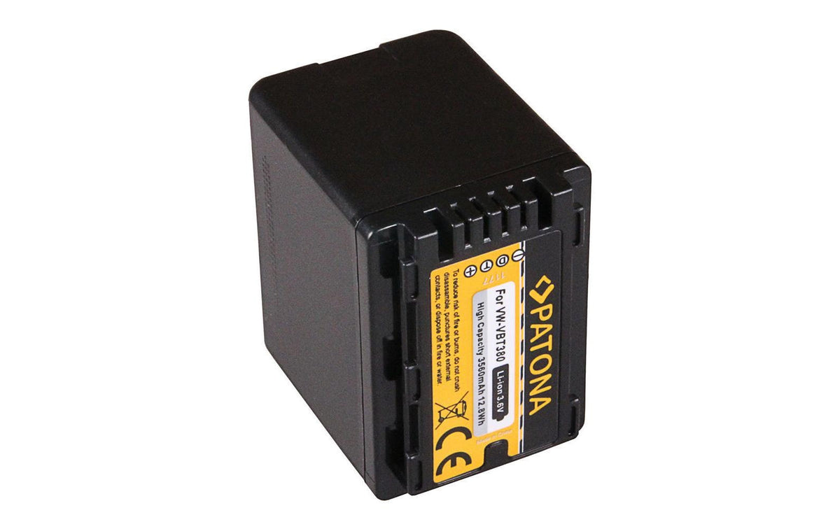 PATONA VBT380 Akku – 3560 mAh, 3,6 V – für Panasonic HC V110, V120, V160 und andere – Schwarz