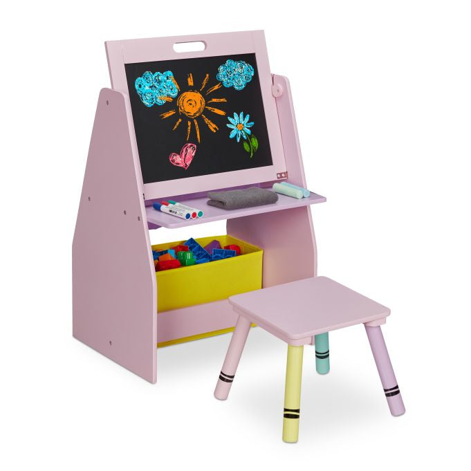 Relaxdays Wandregal/Schweberegal, 10037520 – 1 Boden – 52 × 45 × 84 cm – Gelb/Rosa – MDF, Holz, Polyester