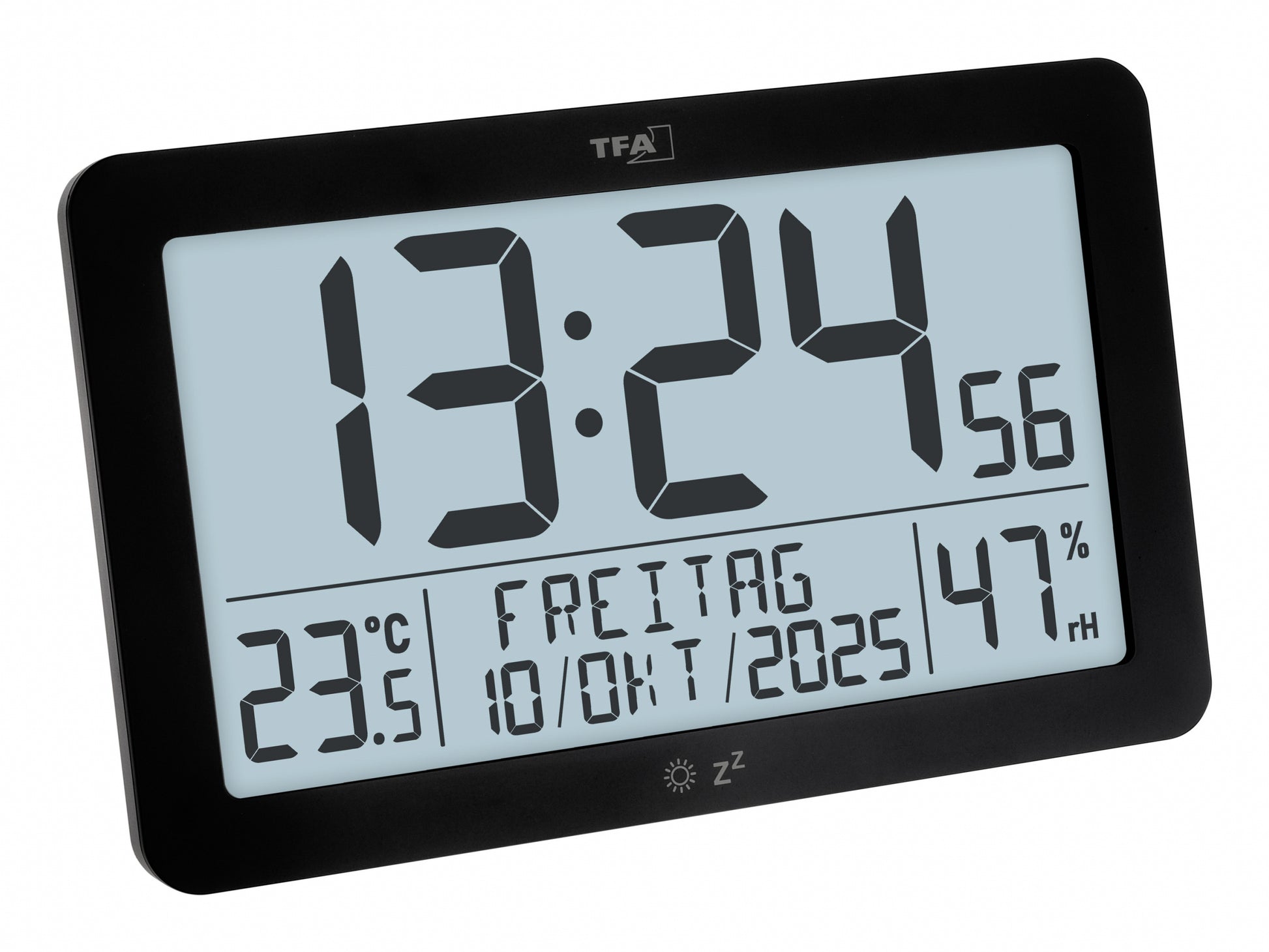 TFA-Dostmann TFA Dostmann Wanduhr – Digital, Funk, Thermometer, Hygrometer, 20 × 12,4 × 6,3 cm, Schwarz