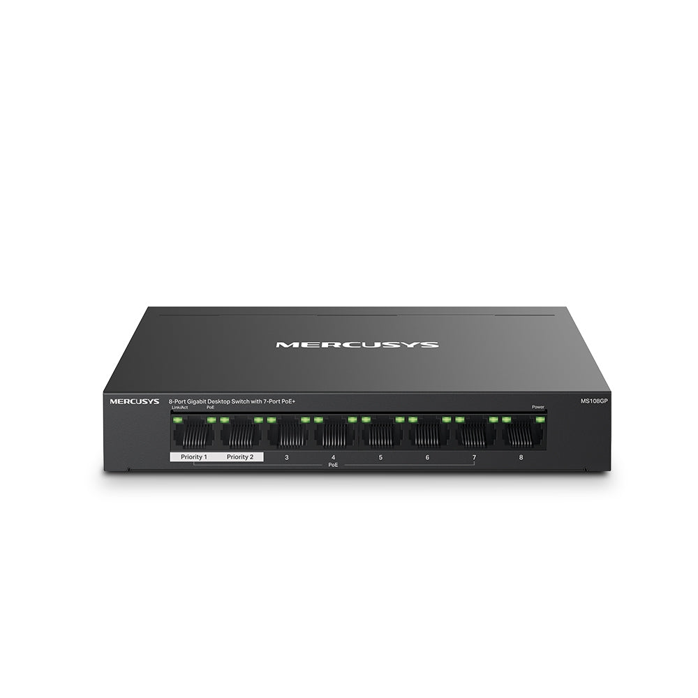 Mercusys MS108GP – Managed Switch – 8×GbE, PoE+