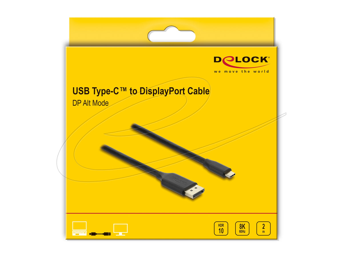DeLOCK USB-C auf DisplayPort Kabel DP 1.4 8K 60 Hz – 2 m – HDR