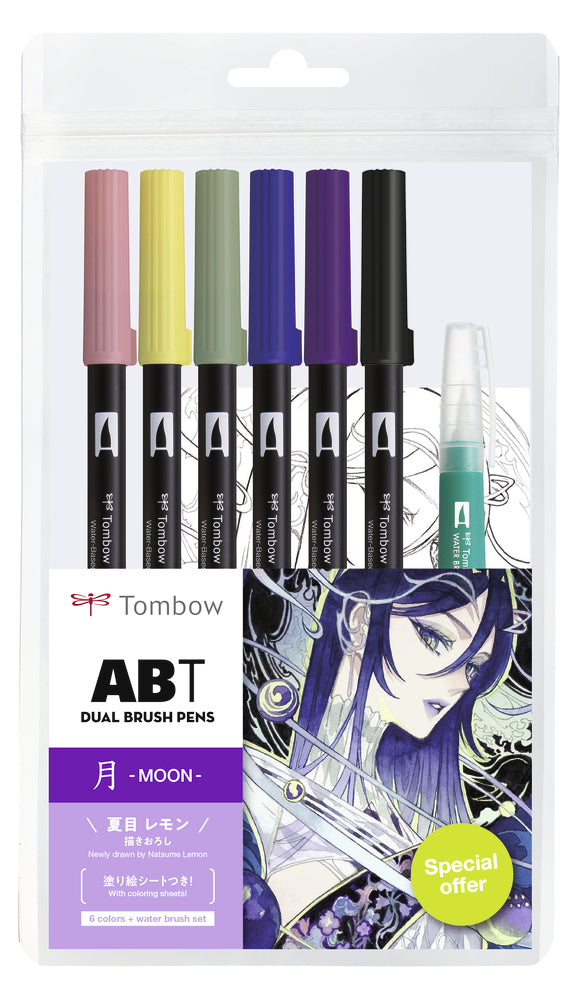 Tombow ABT Brush Pen, Doppelspitze – Pinselspitze, wasservermalbar, 6 Farben
