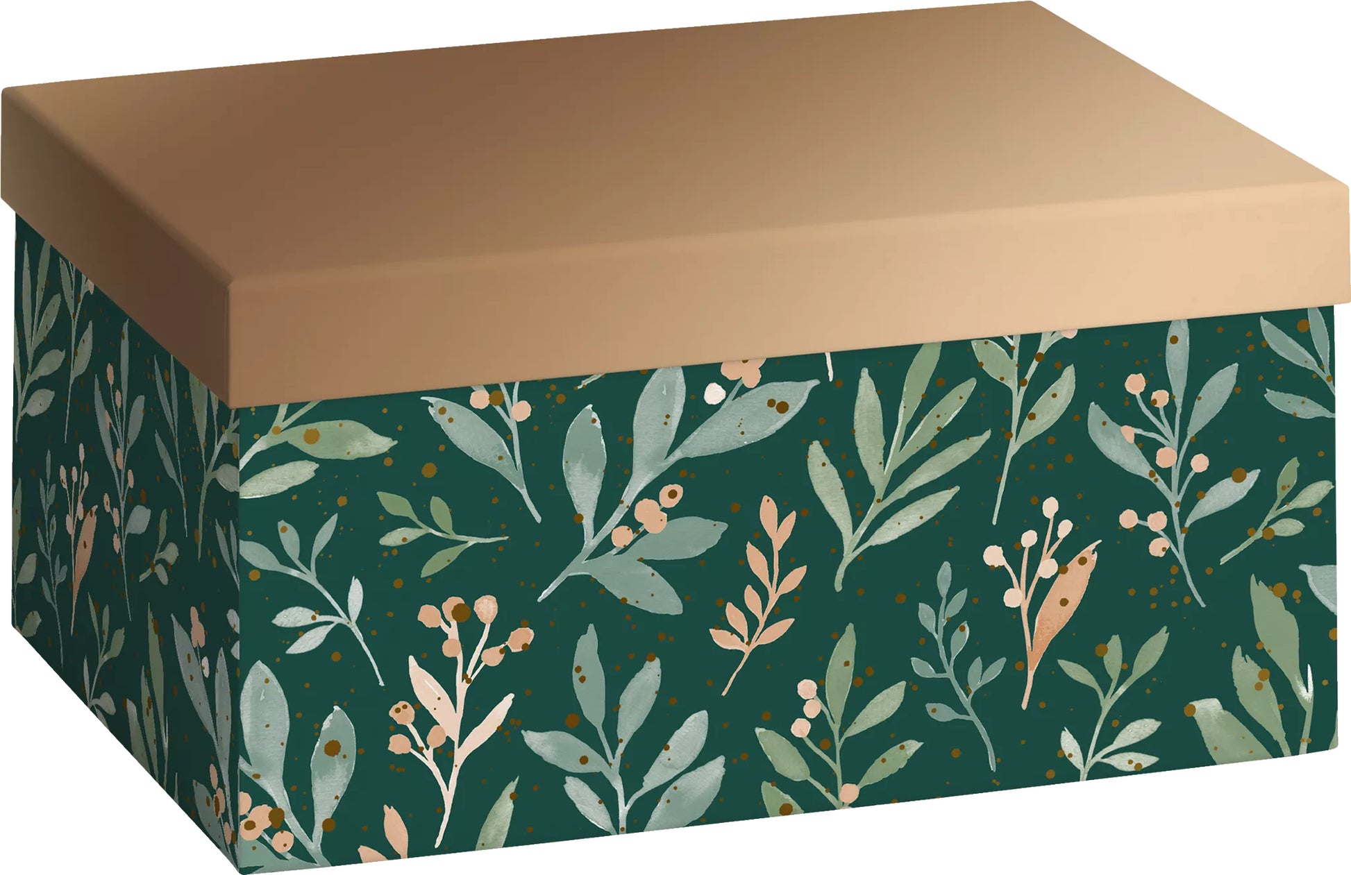 Stewo Geschenkbox – metallische Oberfläche – Papier, Dunkelgrün, Bronzegold – 160 × 240 × 120 mm