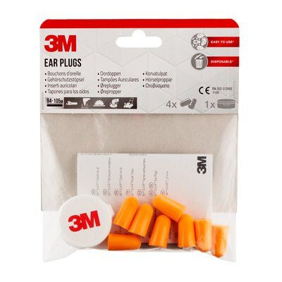 3M 1100C4 Mehrweg-Ohrstöpsel – SNR 37 dB – Orange – 4 Stück