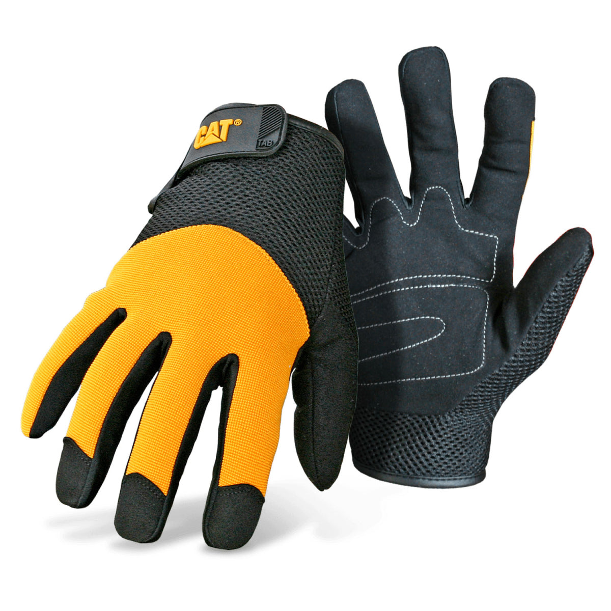 CAT Arbeitshandschuhe – M, 1 Paar – Kunstleder, EN 388:2122, Schwarz/Orange