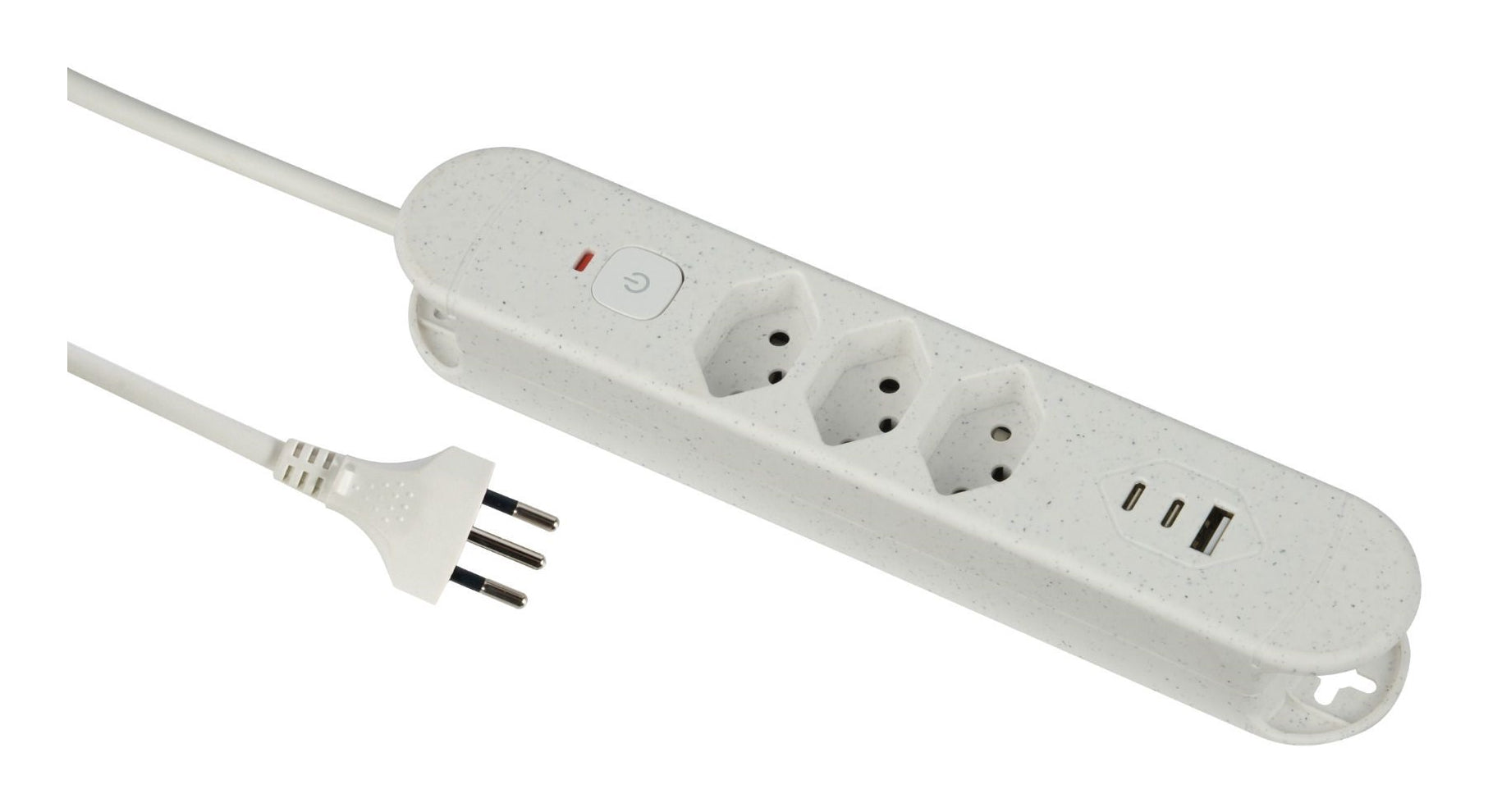 M. Schönenberger Schönenberger Steckdosenleiste, 3×T13, 1×USB‑A + 2×USB‑C, mit Schalter, 1,8 m, Kinderschutz – Weiss