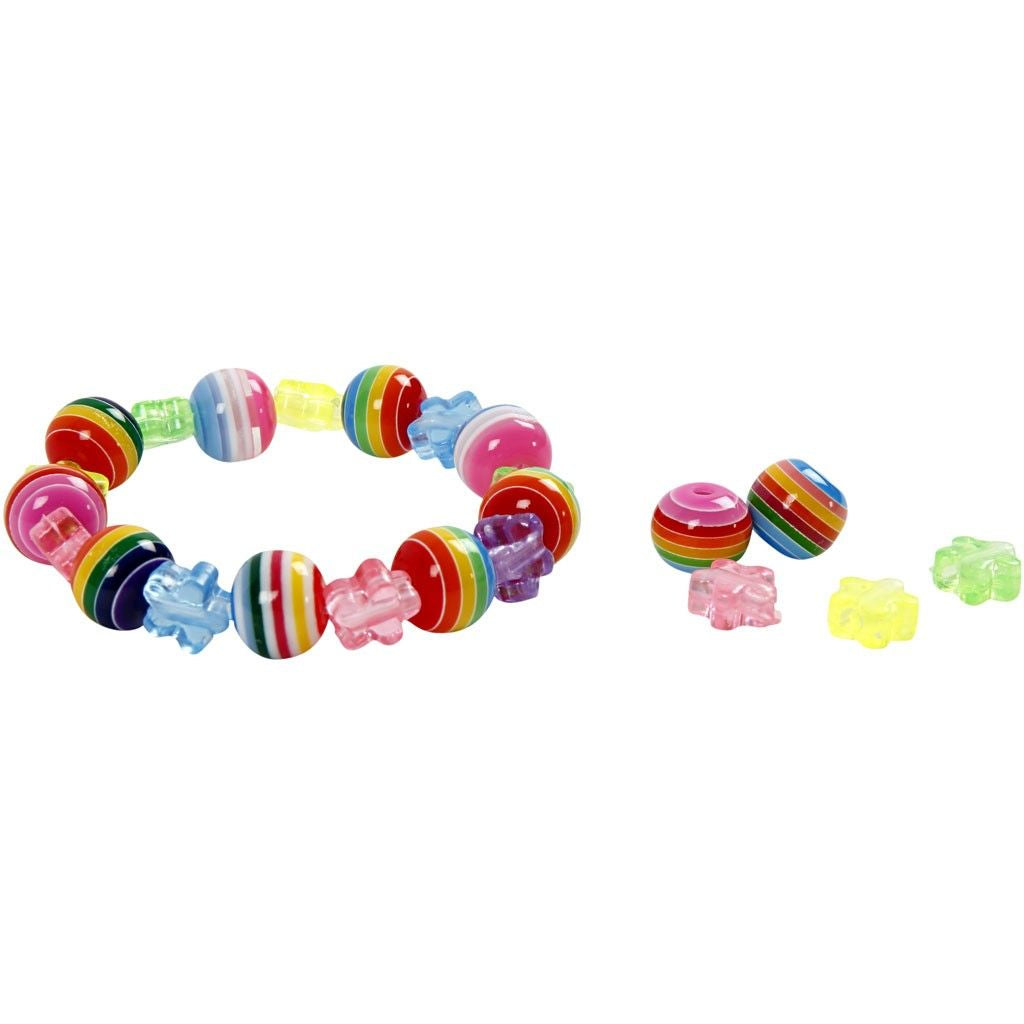 Creativ Company Perlenset, rund, Acryl – mehrfarbig – Ø 10 mm, Loch 2,5 mm – 480 Stk.