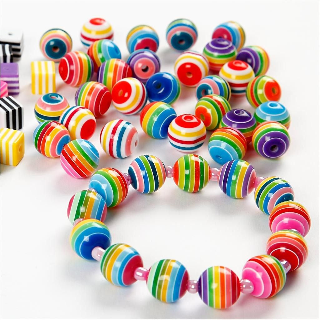 Creativ Company Perlenset, rund, Acryl – mehrfarbig – Ø 10 mm, Loch 2,5 mm – 480 Stk.