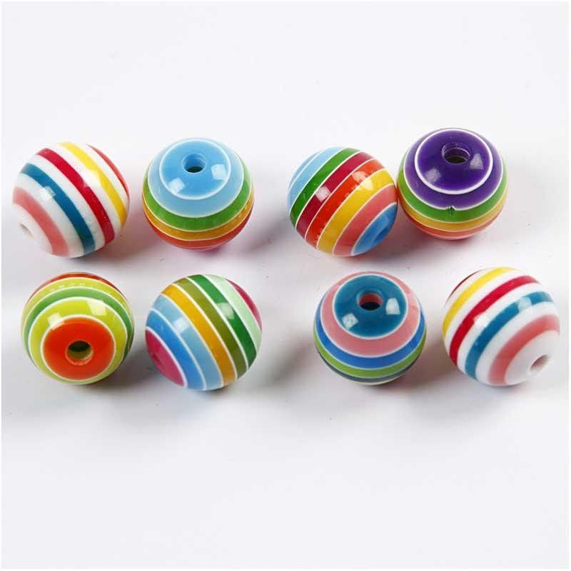 Creativ Company Perlenset, rund, Acryl – mehrfarbig – Ø 10 mm, Loch 2,5 mm – 480 Stk.