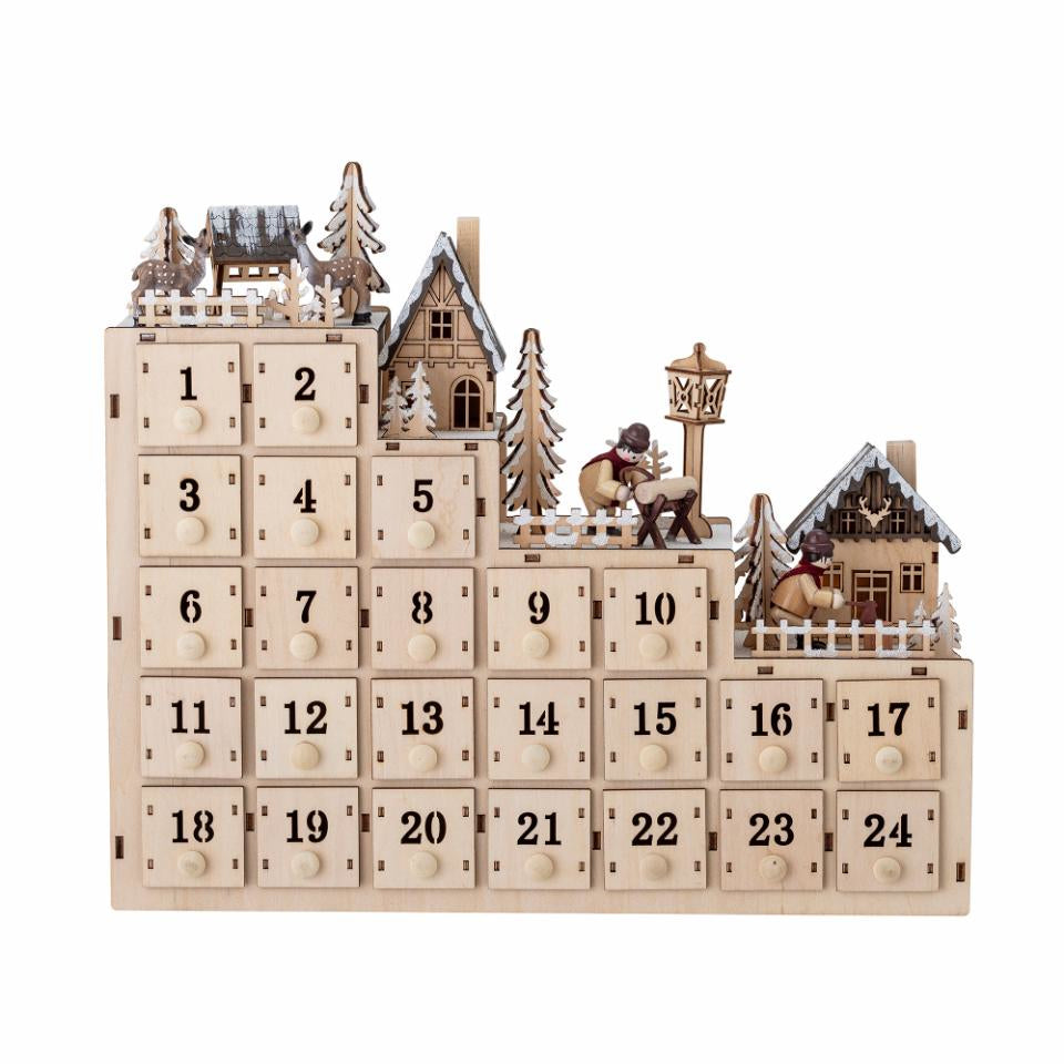 Bloomingville Adventskalender – 24 Fenster – Sperrholz, Natur – 38 × 33 × 10 cm