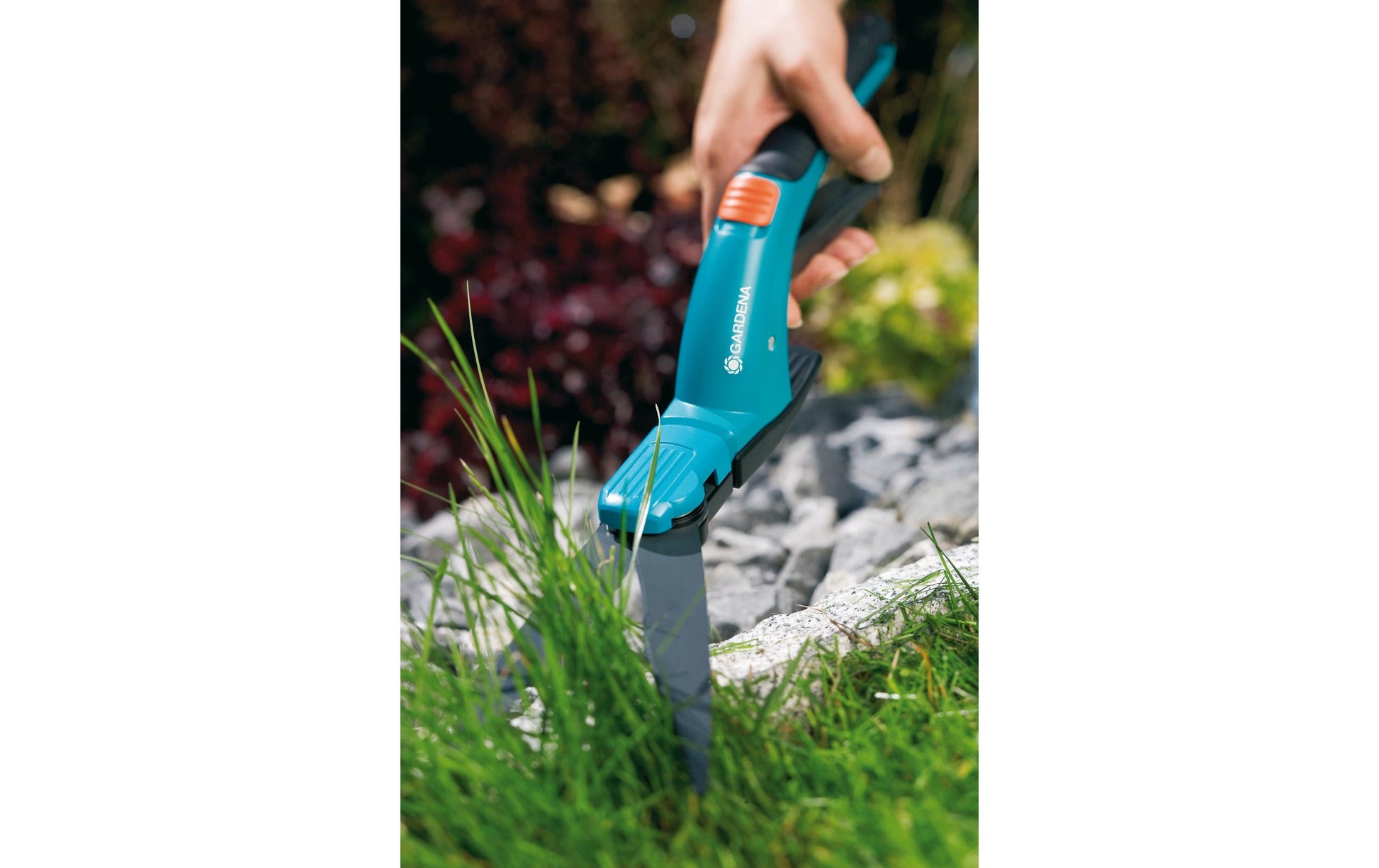 Gardena Comfort – Grasschere, horizontale Klingen, Kurzgriff, weicher Haltegriff