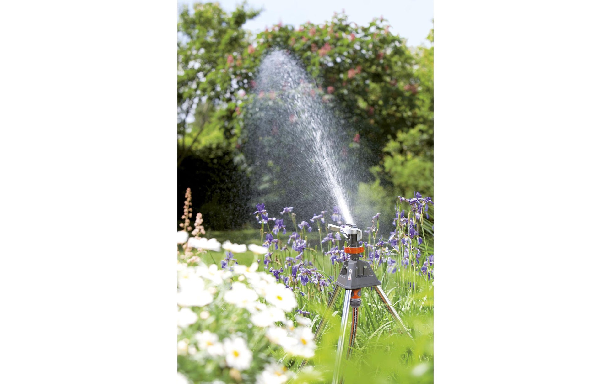 Gardena Impuls-Wassersprenger Premium – Reichweite 12,5 m, Flächenabdeckung 490 m², Grau/Orange