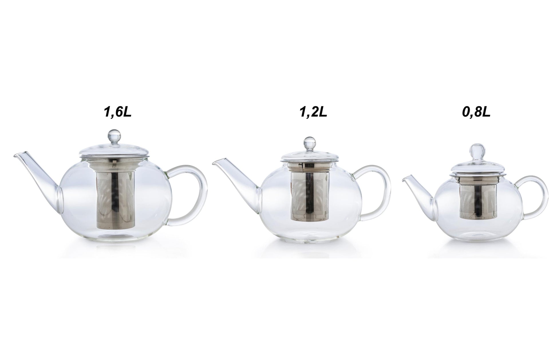Creano Teekanne – 1,6 l, Borosilikatglas, transparent, mit Glasdeckel, Edelstahlfilter, spülmaschinenfest