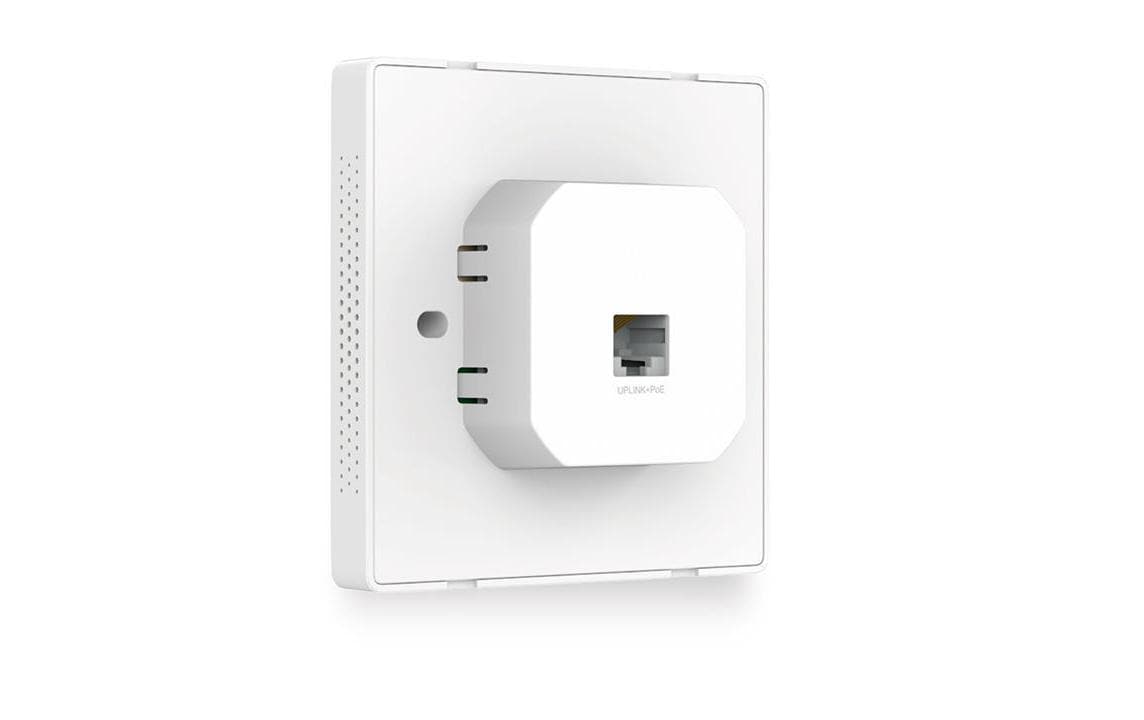 TP-Link Omada EAP115-WALL – Wi-Fi 4 Access Point, 2,4 GHz, 300 Mbit/s, 2× 10/100 Mbit/s, PoE, Wandmontage, Weiss