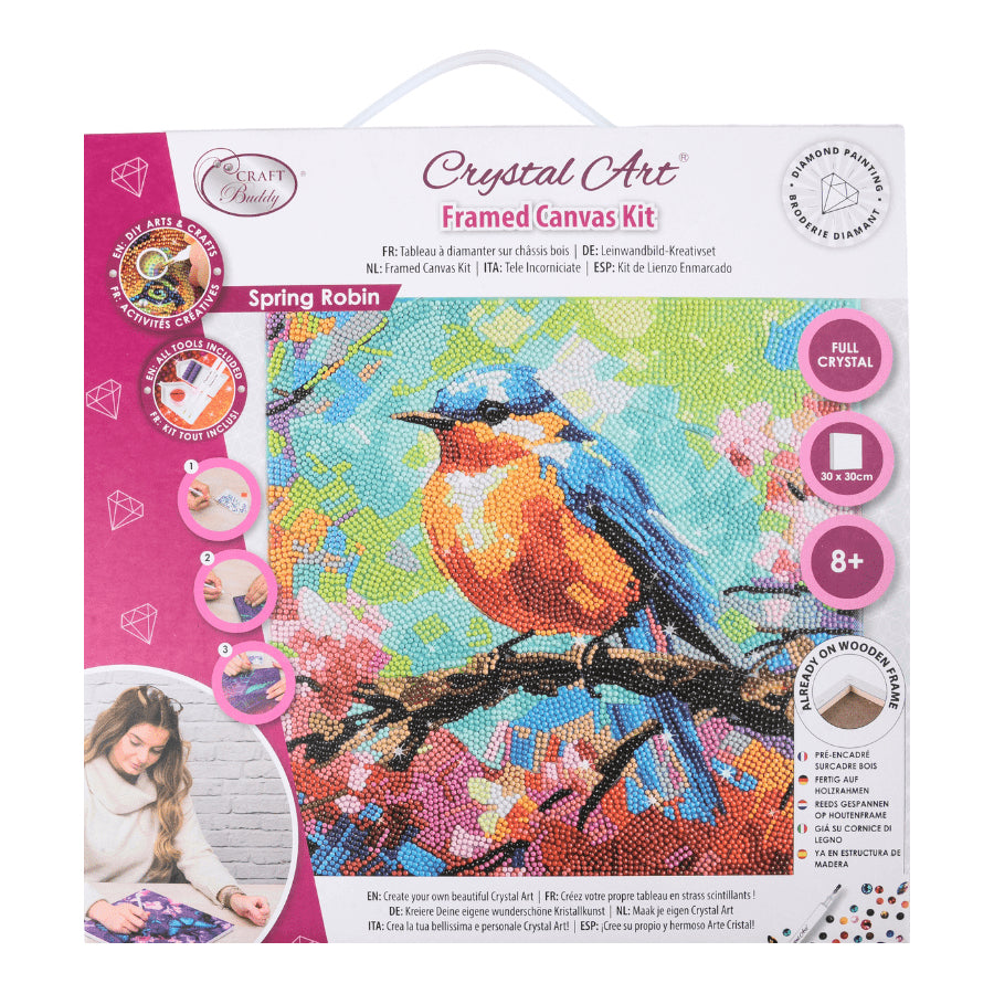 CRAFT Buddy Crystal Art Kit – Diamond Painting Set – Spring Robin – 30 × 30 cm – ab 8 Jahren
