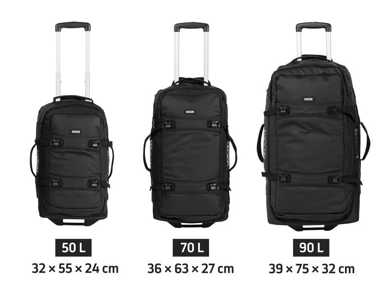 KOOR Trolley JIIBS 70 – 70 l, Weichschale, 2 Rollen, Schwarz, 36 × 63 × 27 cm