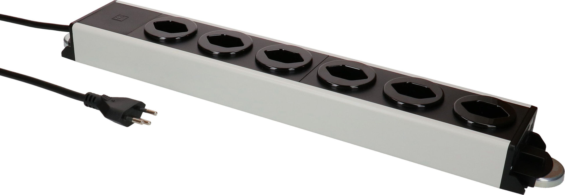 Max Hauri AG Max Hauri Power Line Steckdosenleiste – 6× T13, 1,5 m, ohne Schalter, mit Überstromschutz, grau/schwarz