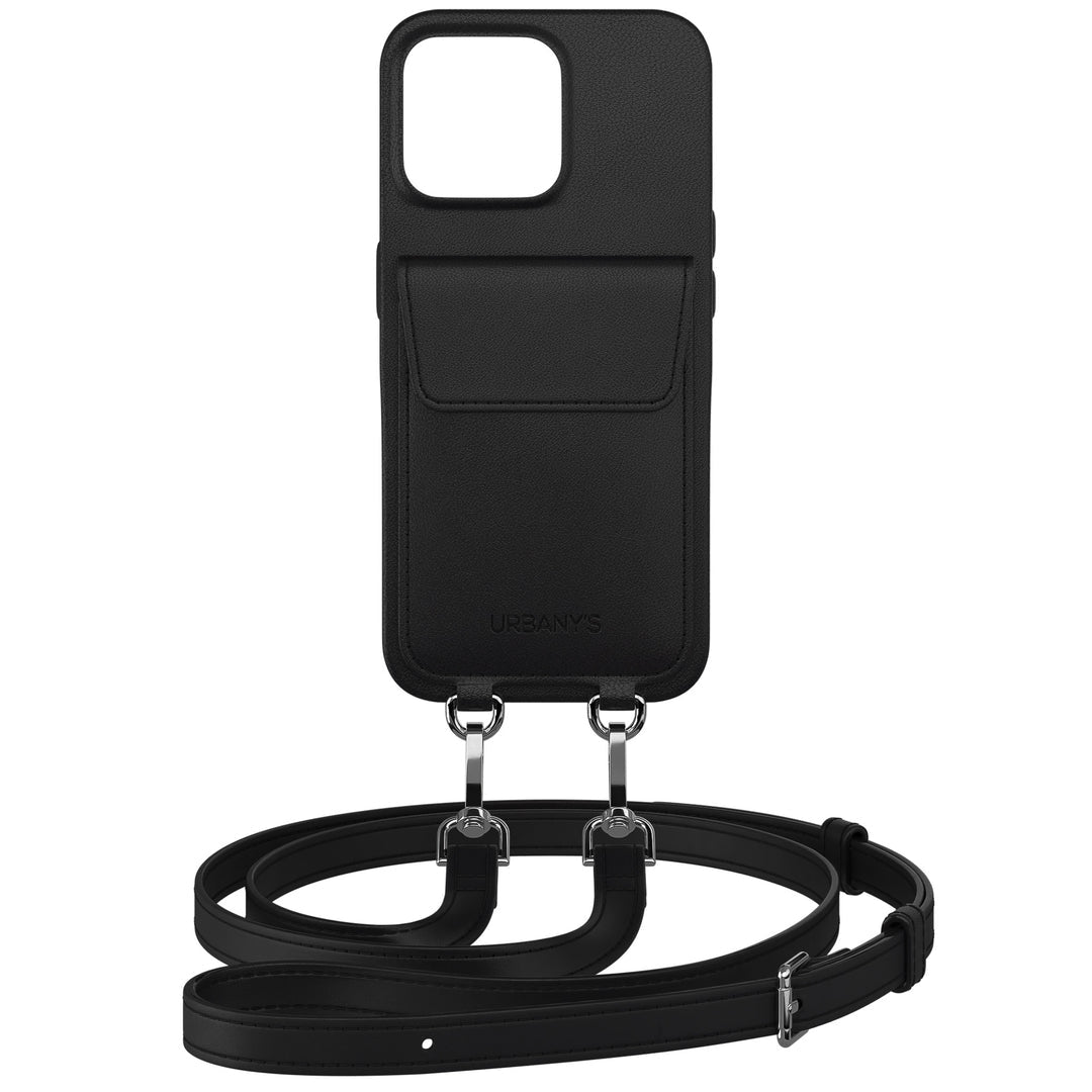 Urbany's Necklace-Hülle – für Apple iPhone Air – schwarz – Kunstleder – mit Kartenfach, mit Kordel