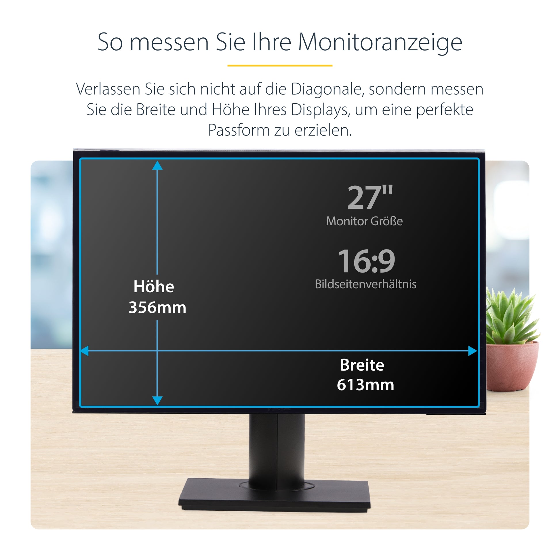 StarTech.com Blickschutzfilter für 24" Monitor, 16:9 – 613 × 356 mm, rahmenlos, glänzend