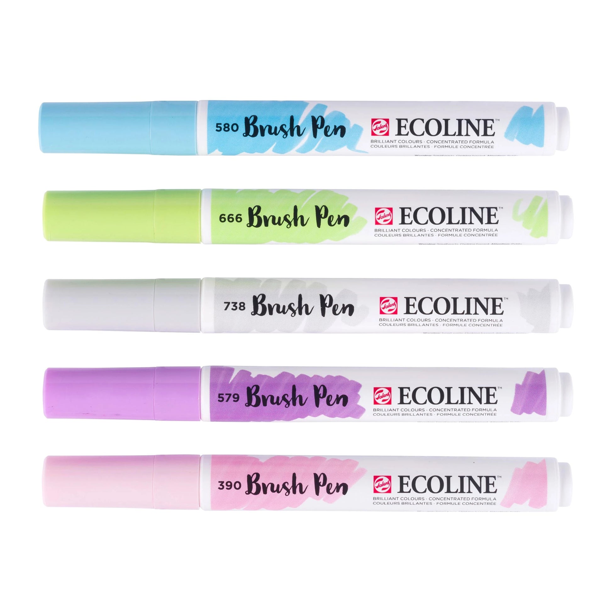 Talens Ecoline Brush Pen Pastell – Pinselspitze, wasservermalbar, 5 Farben