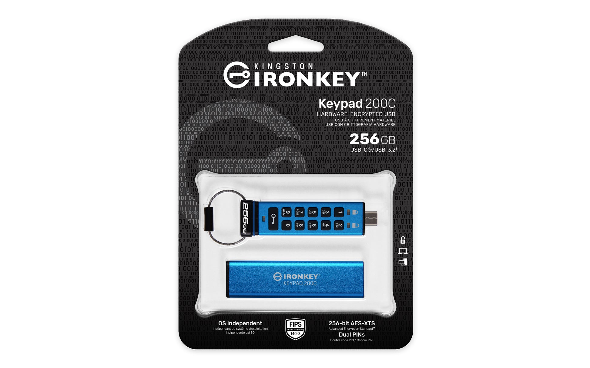Kingston Technology Kingston IronKey Keypad 200C USB-Stick – 256 GB, USB-C, AES-256; FIPS 140-3 Level 3 (ausstehend)