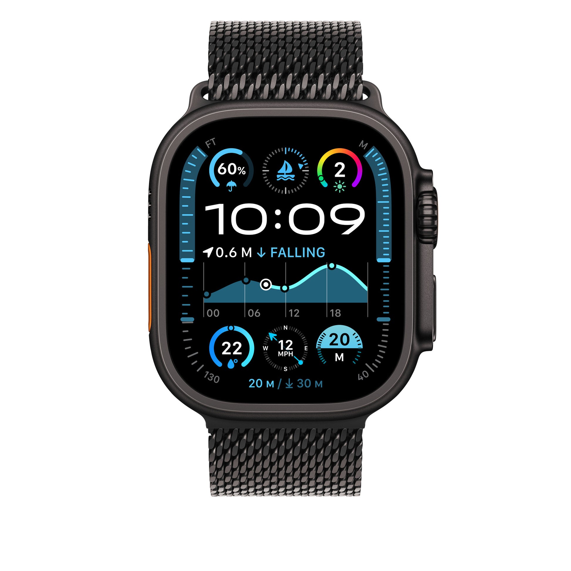 Apple Milanese Loop – Titan Schwarz, S, für Apple Watch