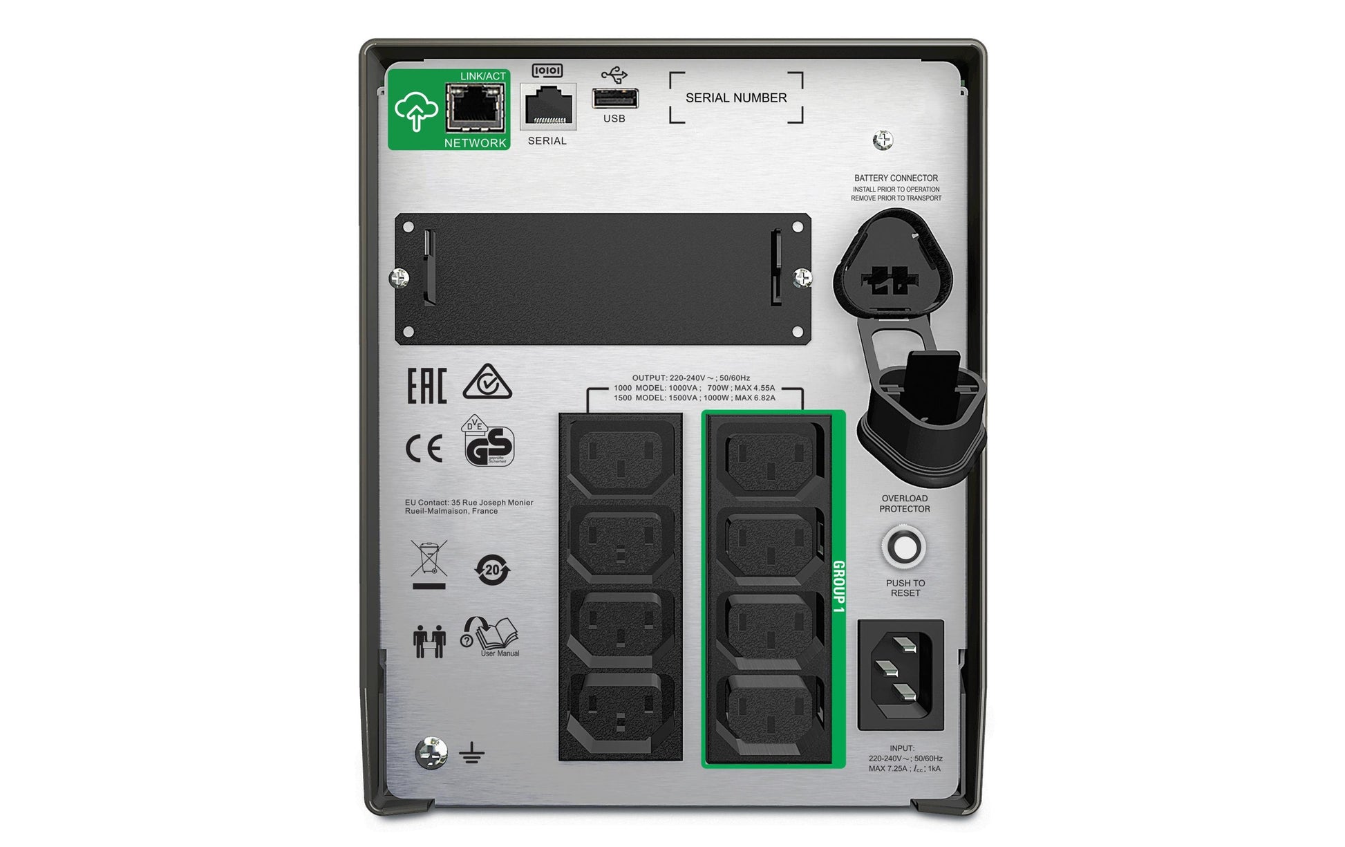 APC Smart-UPS SMT1500IC – USV Line-Interaktiv, 1,5 kVA/1000 W, Tower, 8× IEC (C13), VRLA, SmartConnect, LCD