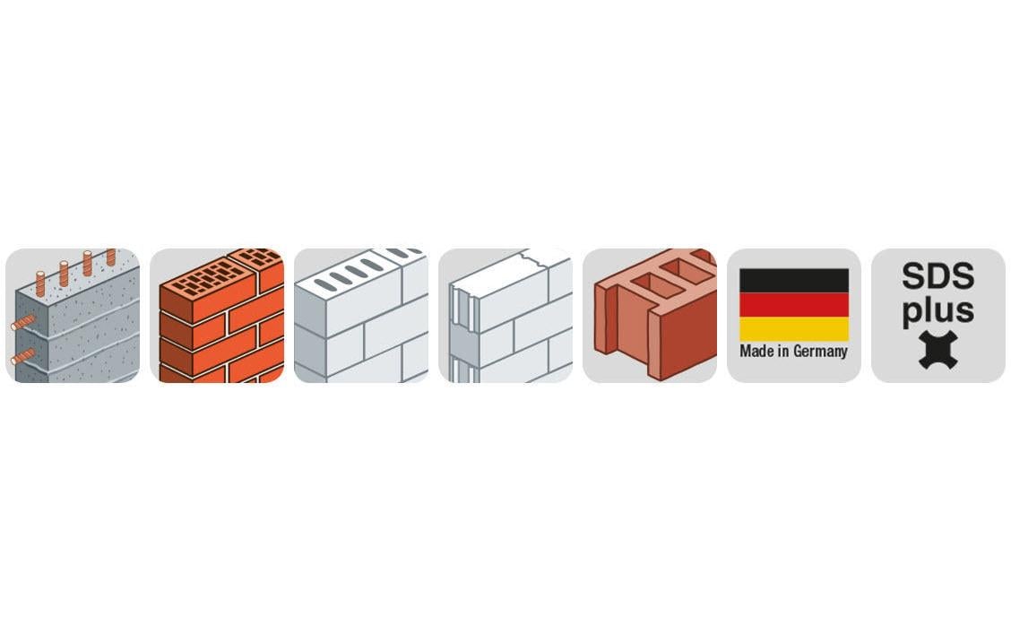 kwb SDS Plus Hammerbohrer-Set 5/6/8 × 110 mm, 6/8/10/12 × 160 mm – 7-tlg. – für Mauerwerk & Beton