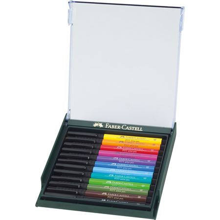 Faber-Castell PITT artist pen Pinselstift – Pinselspitze, pigmentiert, wasserfest, 12 Farben