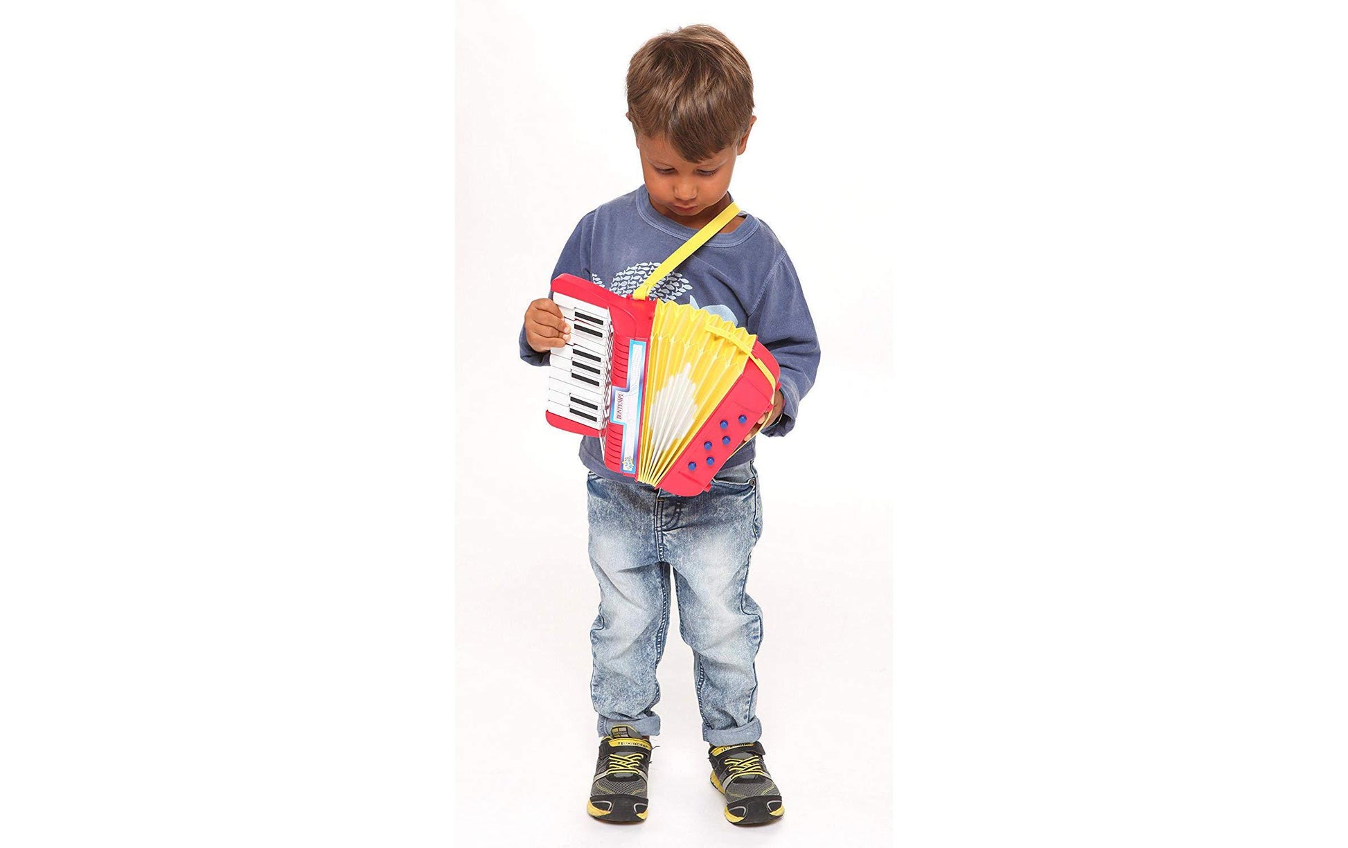 Bontempi Akkordeon – 12 × 21 × 21 cm – ab 3 Jahren – Kunststoff – rot/weiss/gelb