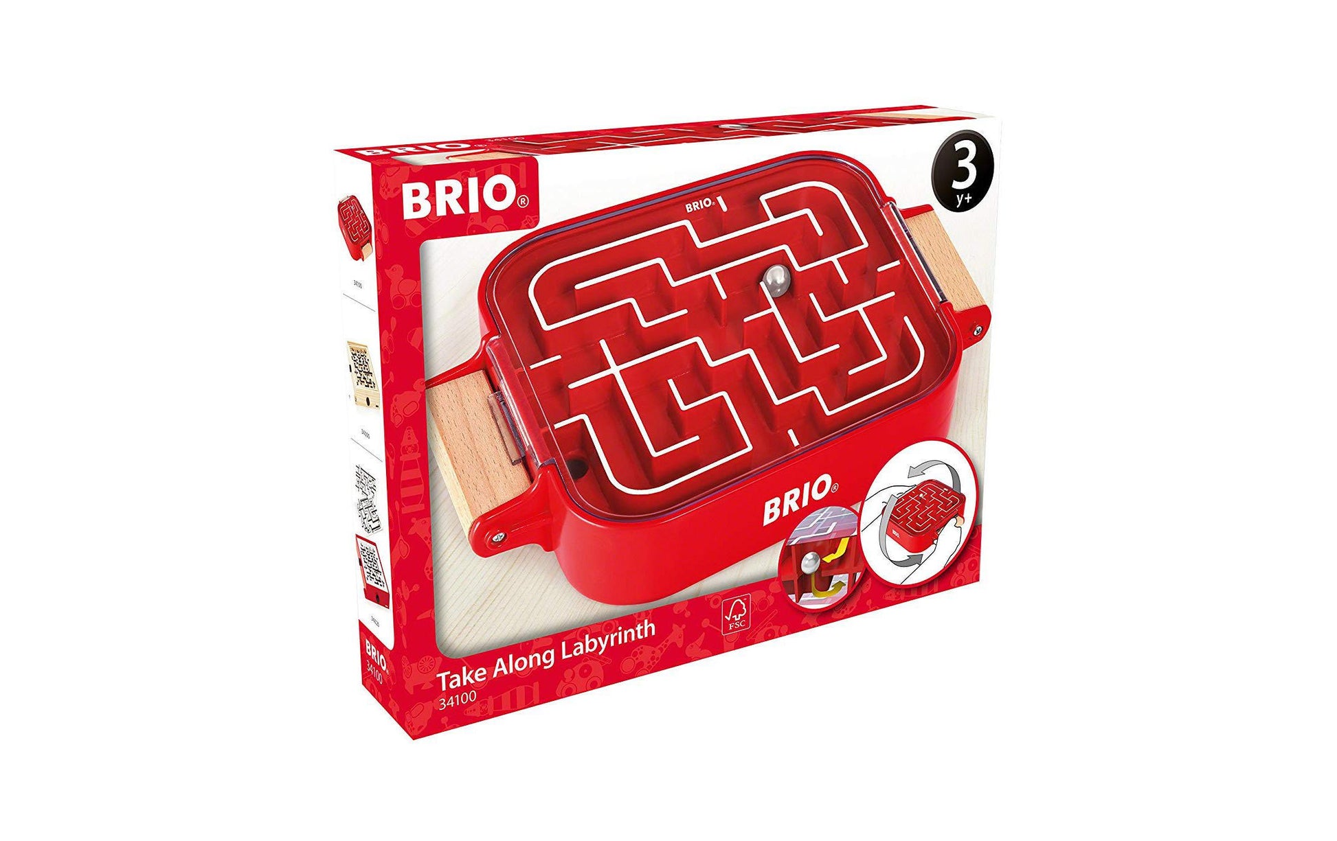 BRIO Mitnehm-Labyrinth Puzzle – 17,5 × 4 × 23 cm – ab 3 Jahren – rot