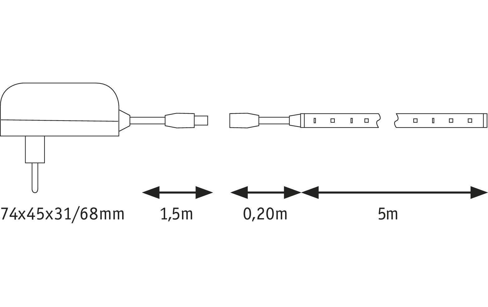 Paulmann LED-Strip SimpLED – 5 m, 1500 lm, 11 W, 3000 K, weiss, mit Netzteil