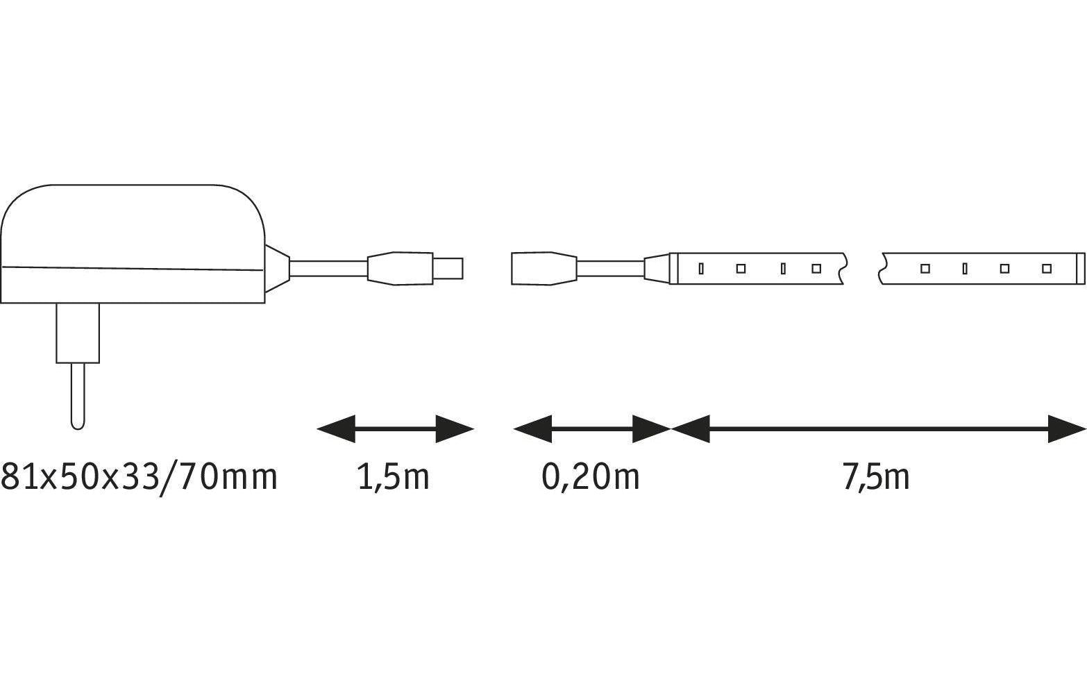 Paulmann LED-Strip SimpLED Rolle – 2er Pack, 7,5 m, 2250 lm, 20 W, 3000 K, weiss, inkl. Netzteil