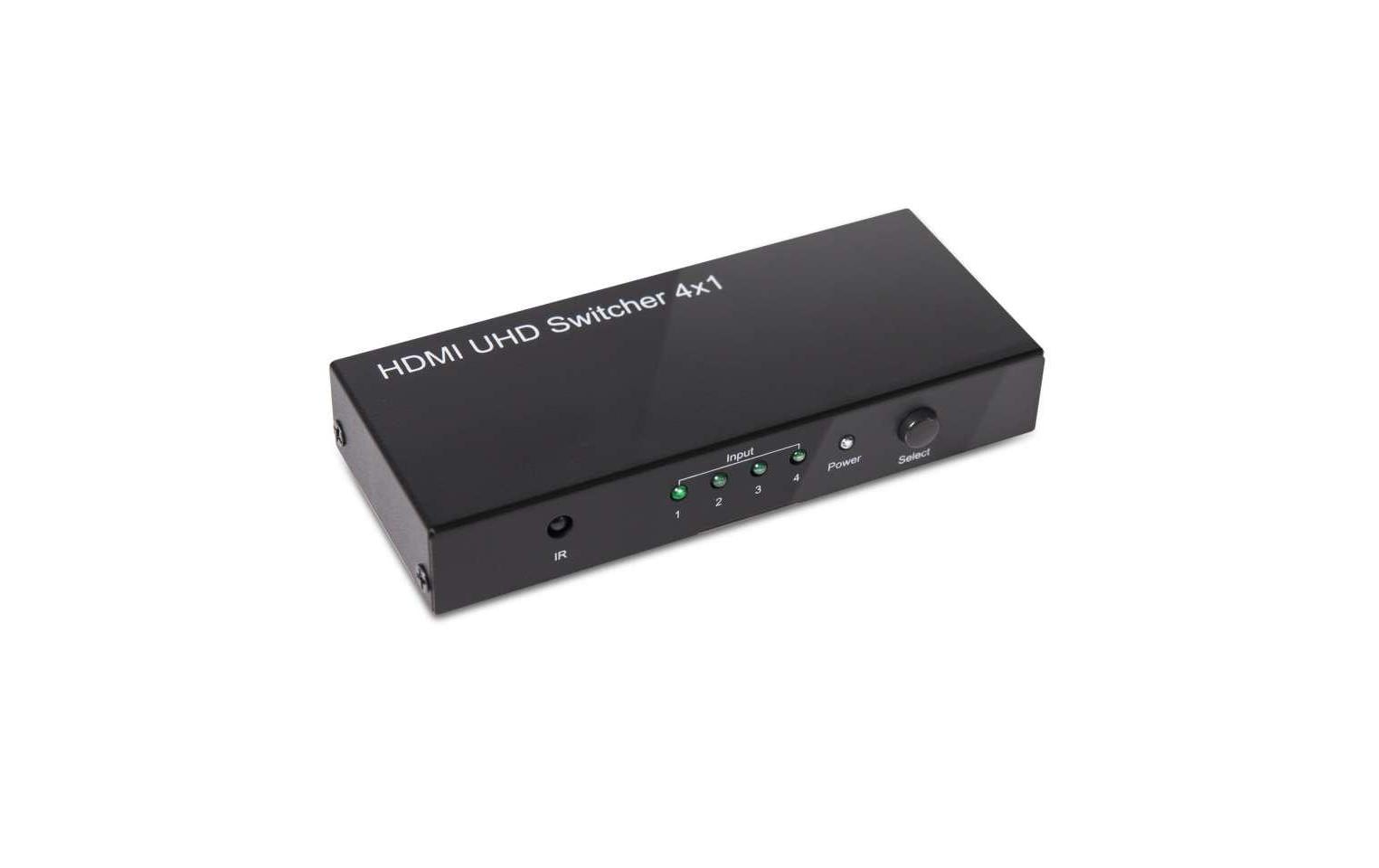 CLUB3D Club 3D – HDMI-Switchbox – 4K UHD, HDMI 2.0a, 4 Eingänge, 1 Ausgang, Fernbedienung – Schwarz, Metall