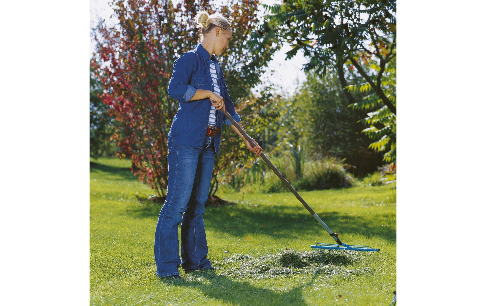Gardena 3381-20 Rasenrechen – Arbeitsbreite 600 mm, Grifflänge 1800 mm – für Combisystem-Stiele
