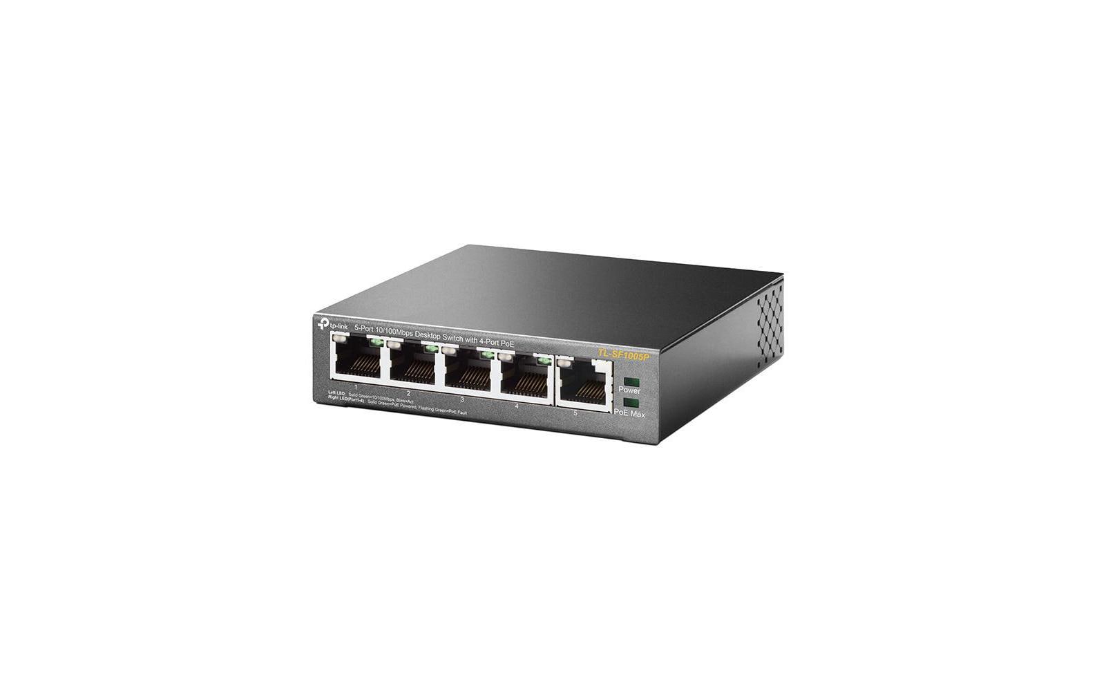TP-Link TL-SF1005P – Unmanaged Switch – 5× 10/100 Mbit/s, PoE, PoE Budget 58 W, Desktop