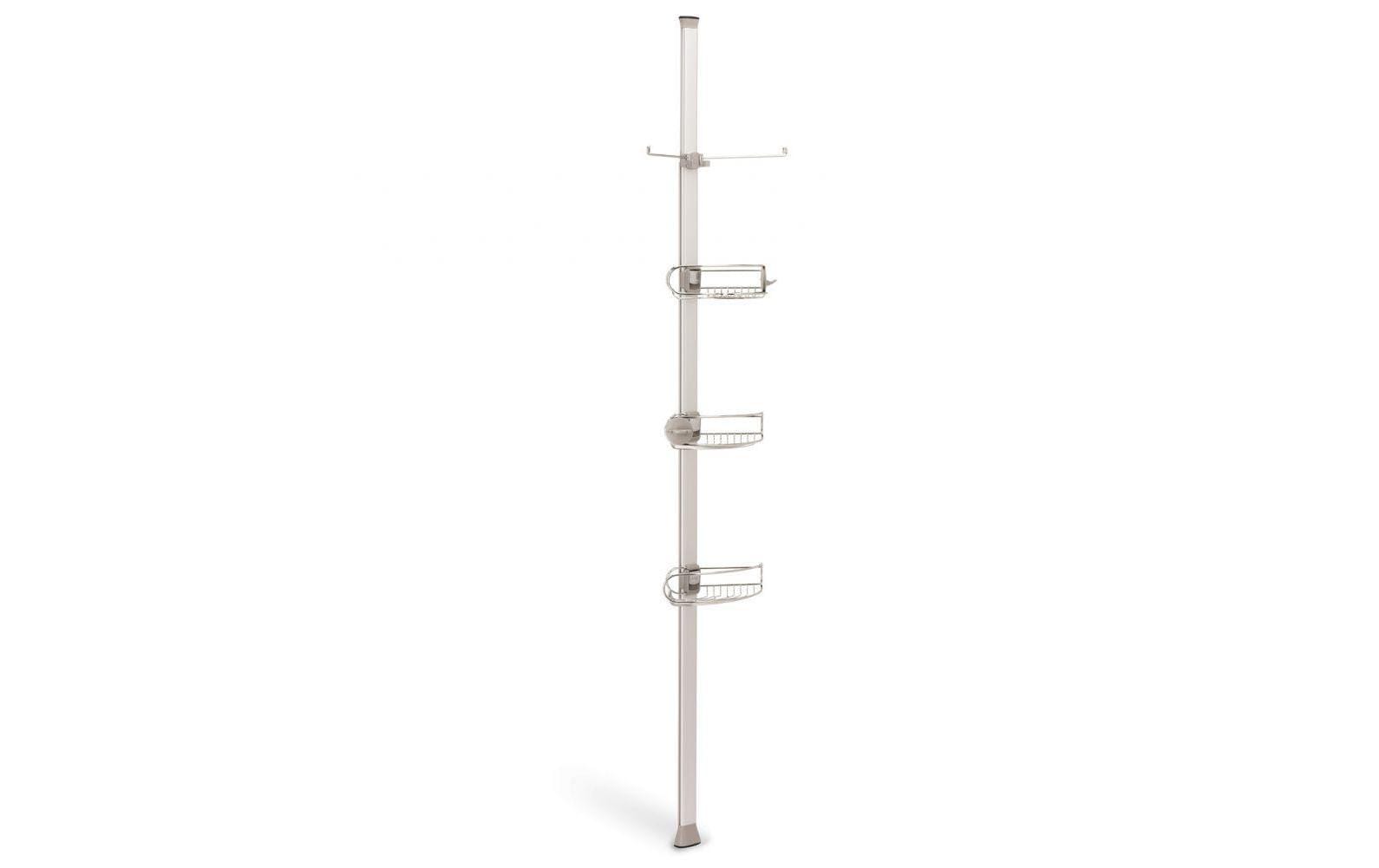simplehuman Seifenhalter (Wand) – Aluminium/Edelstahl, Klemmen (spannbar), 182,9–274,3 cm, 3 Ablagen