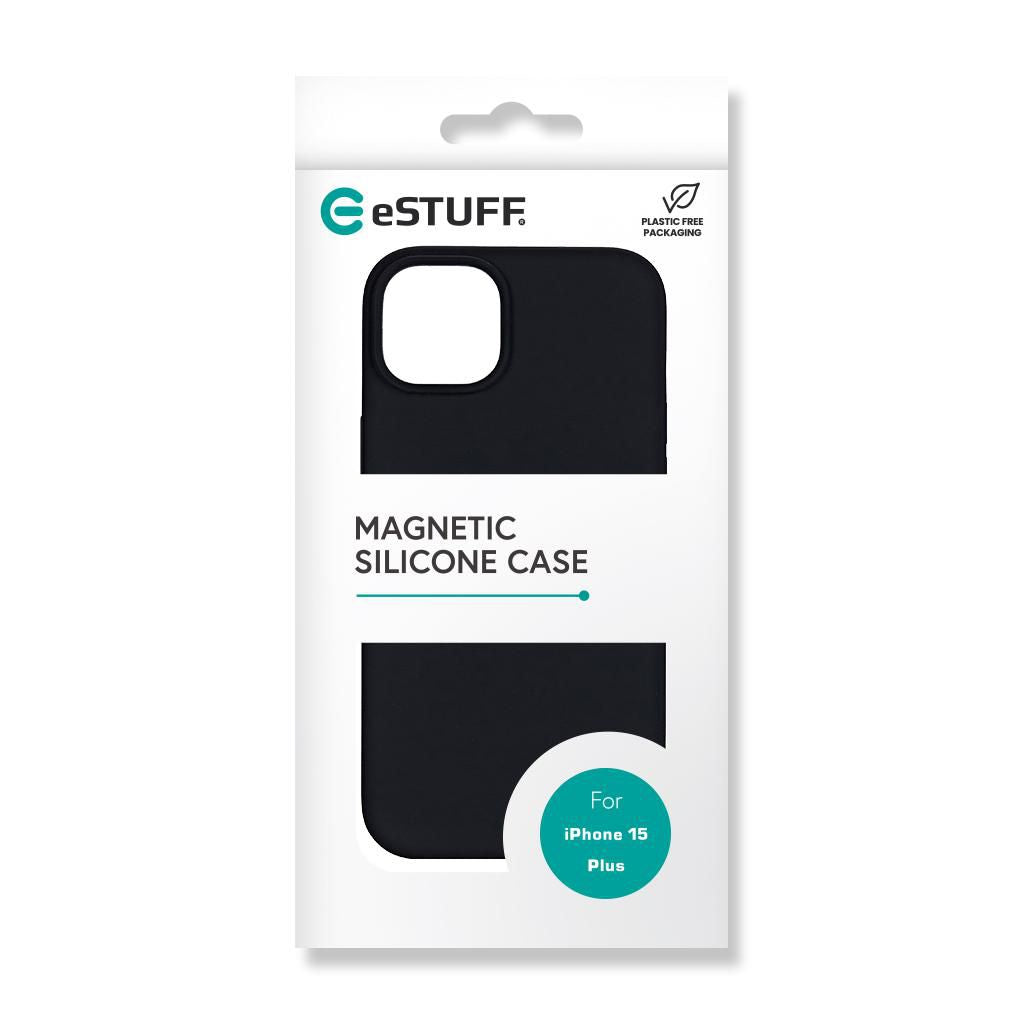 eSTUFF INFINITE ROME Backcover – für Apple iPhone 15 Plus, Mikrofaser+PC+Silikon, schwarz, GRS-zertifiziert