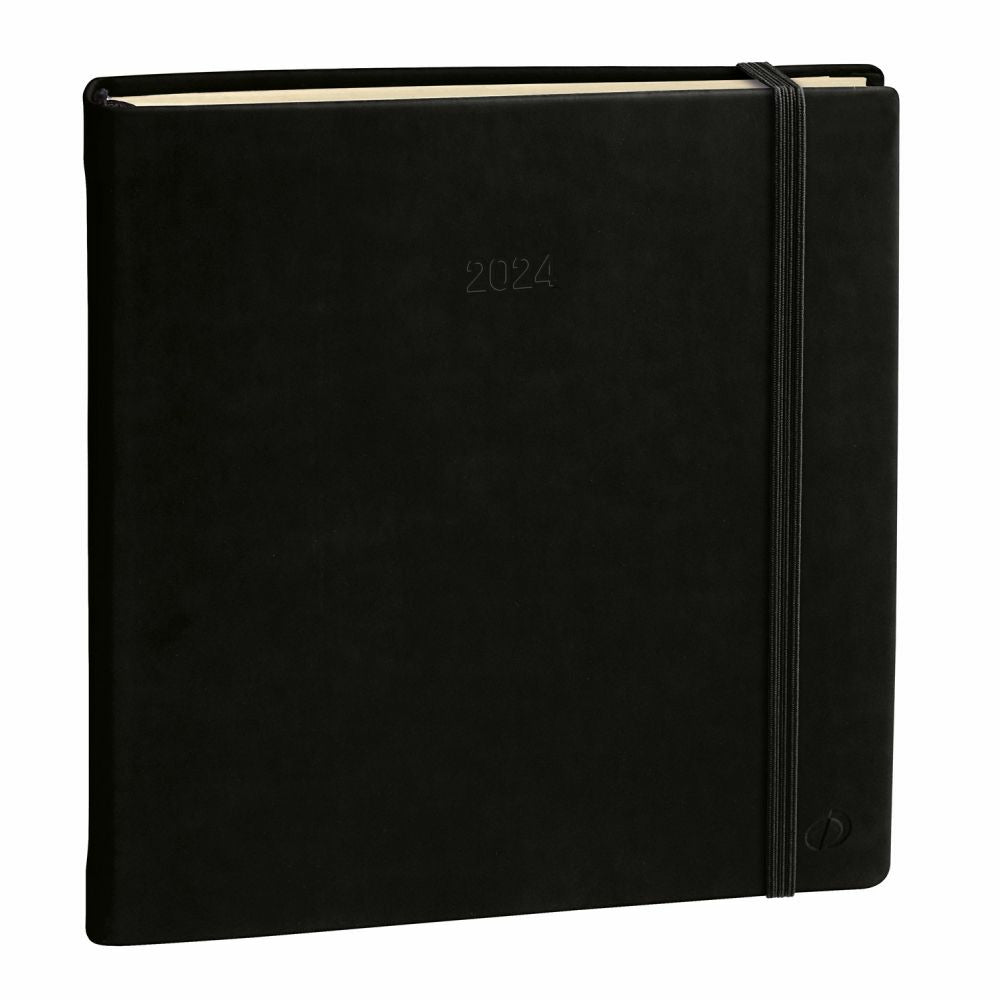 Quo Vadis Silk Exec. Prest. – Wochenagenda 2027, 1 Woche/2 Seiten, 16,4 × 16,7 cm, schwarz